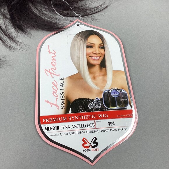 Lyna Angled Bob 99J dark Plum Wig Deep Part Lace Front Straight Synthetic Hair - Picture 8 of 9